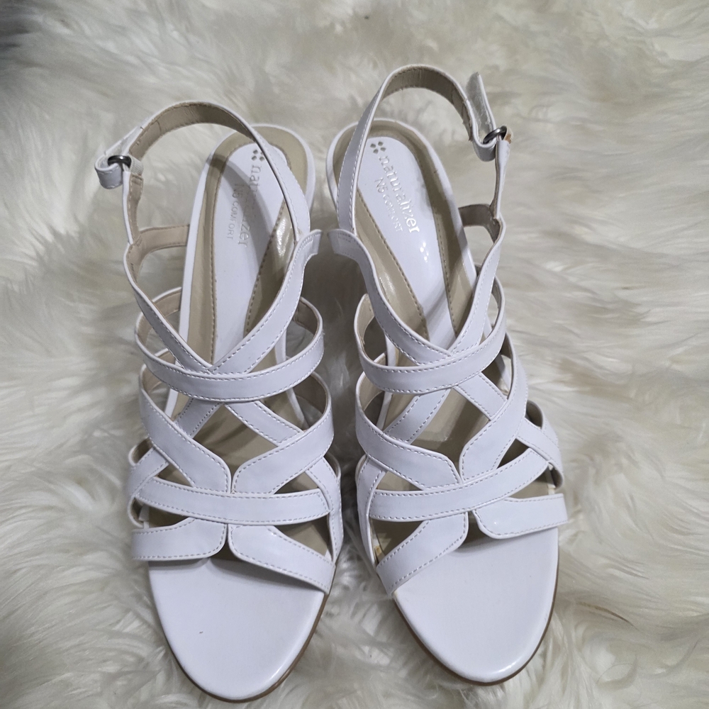 Naturalizer White Strappy Sandal Heels